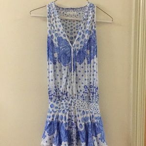 Poupette St Barth blue and white mini dress